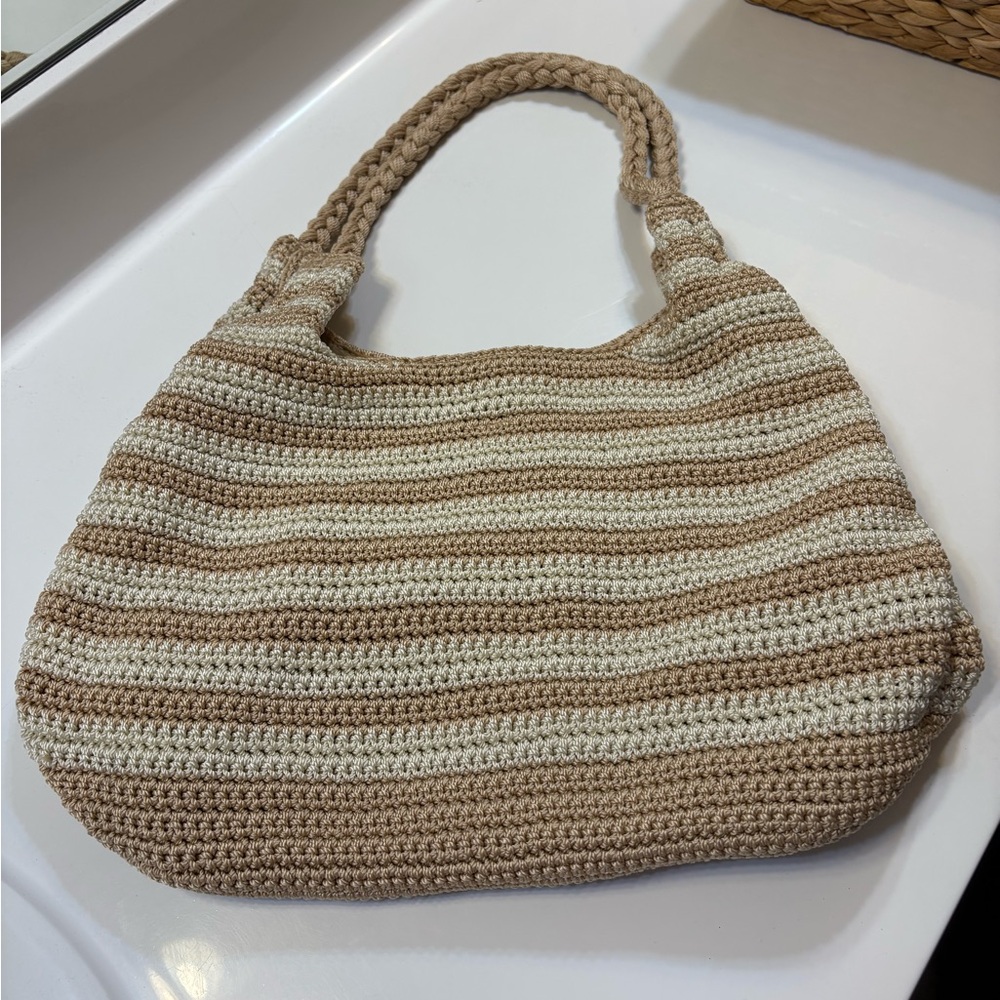 The Sak Striped Tan and Cream shoulder